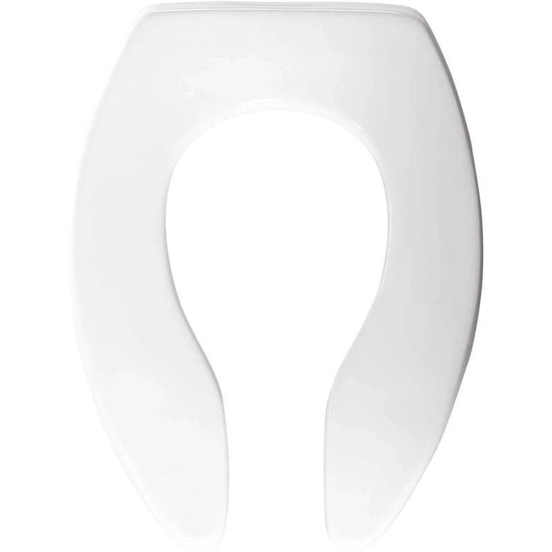 Church 9500SSCT 000 Commercial Open Front Toilet Seat Without Cover and Stainless Steel Self-Sustaining Hinges, Elongated, Plastic, White