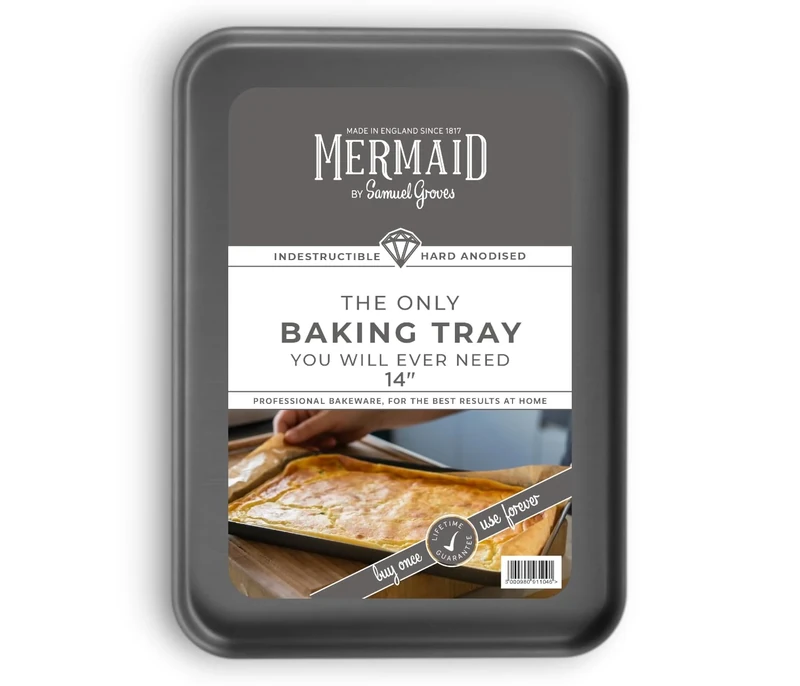 Mermaid 14" Anodised Baking Tray - Heavy Duty, 260C Oven Safe