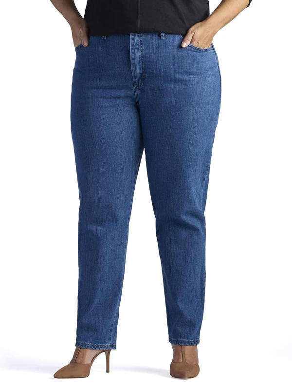 Lee Women's Plus-Size Relaxed Fit Side Elastic Tapered Leg Jean, Pepperstone Stretch, 20W Medium - Image 1