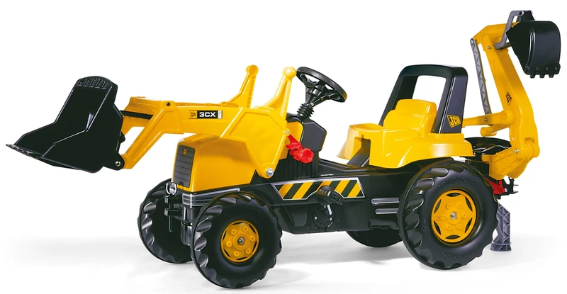 Rolly JCB Tractor with Frontloader and Rear Excavator, Yellow