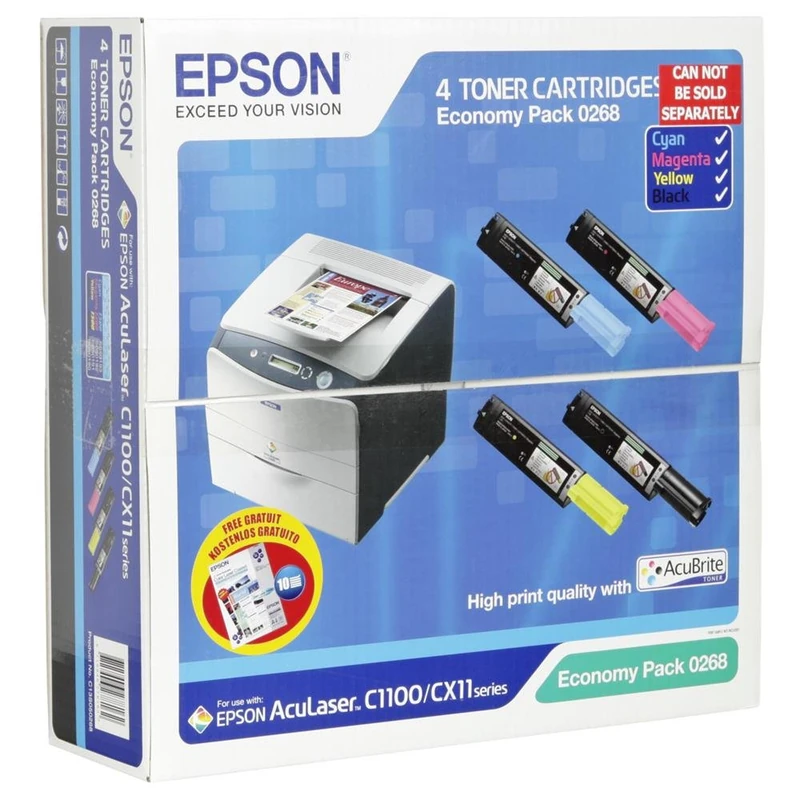 Epson C13S050268 Pack 3 laser toner cartridge Colour + 1 Black Aculaser S050268