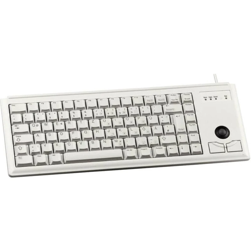 CHERRY G84-4400, Compact Keyboard with Trackball, German Layout (QWERTZ), Wired (USB-Connection), 2 Mouse Keys, Mechanical CHERRY ML Switches, Grey
