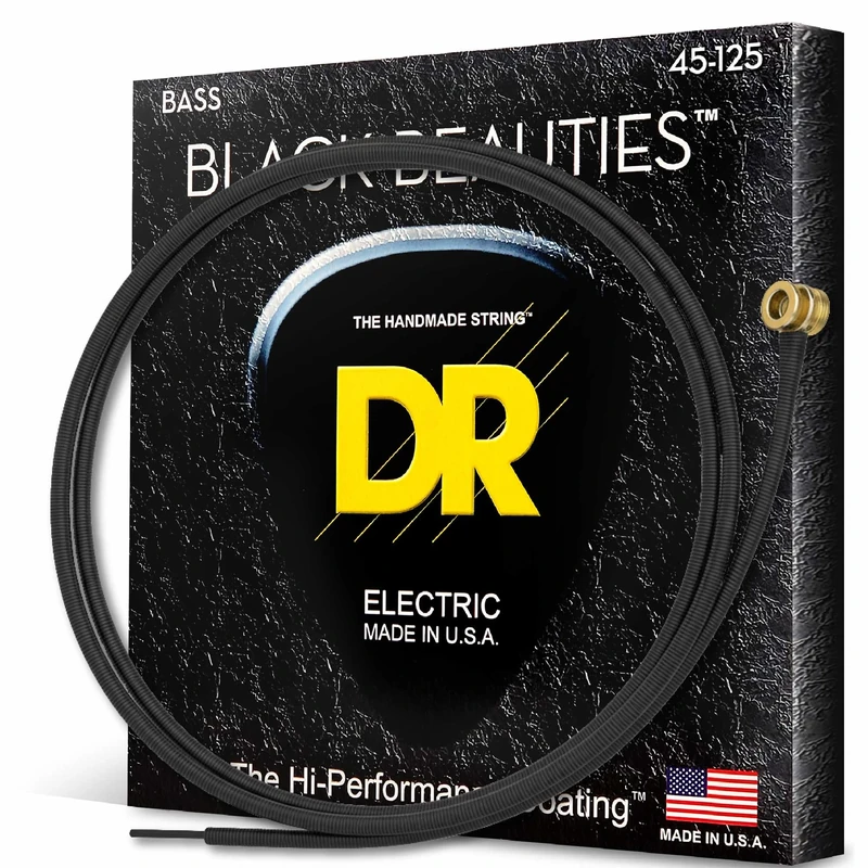 DR Strings BLACK BEAUTIES Series 5 String Bass Strings - Medium 45-125