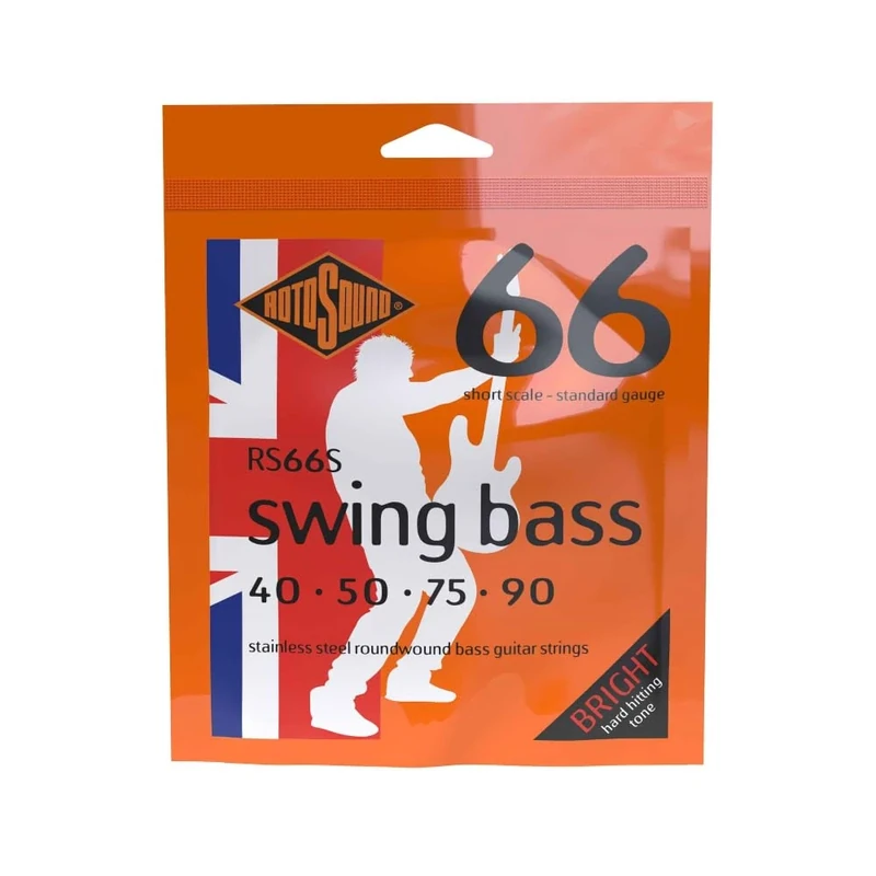 Rotosound RS66S Stainless Steel Standard Gauge Short Scale Roundwound Bass Strings (40 50 75 90)