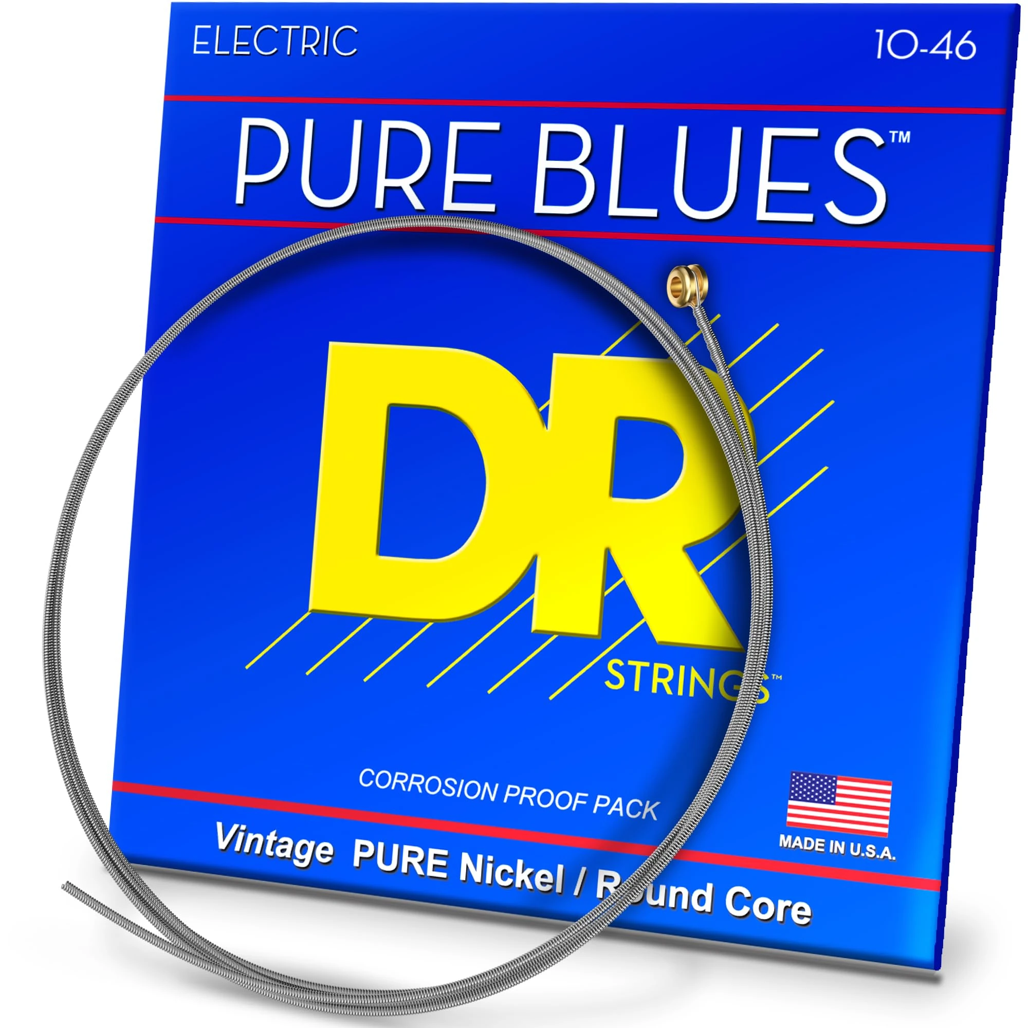DR Strings PURE BLUES™ - Pure Nickel Electric Guitar Strings: Medium 10-46