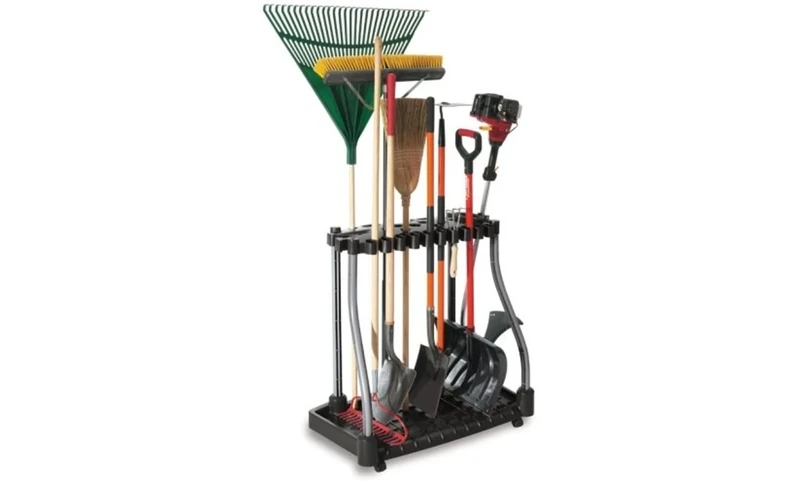 Rubbermaid Garage Tool Tower Rack Easy to Assemble Wheeled Organizes up to 40 Long-Handled Tools/Rakes/Brooms/Shovles in Home/House/Outdoor/Shed Black