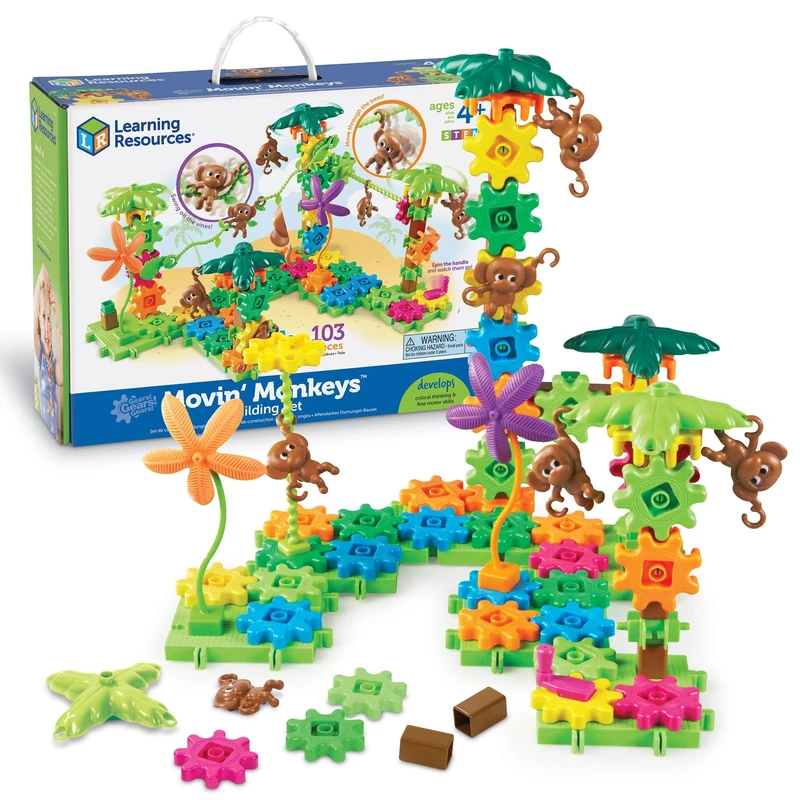 Learning Resources Gears! Gears! Gears! Movin’ Monkeys, Gears & Construction Toy, STEM Toys, Gears for Kids
