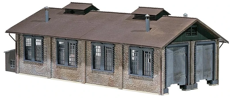FALLER Locomotive Shed 2-Position Model Kit with 126 Individual Parts 365 x 195 x 130 mm I Model Railway Accessories H0 Building I Model Railway H0 Engine Workshop, White