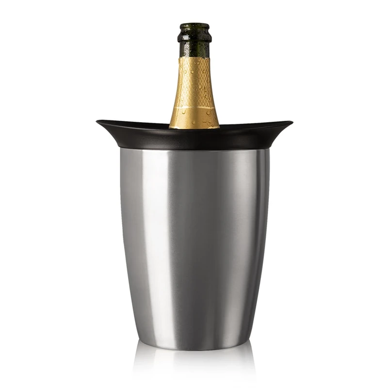 Vacu Vin Champagne Cooler – Stainless Steel Active Bottle Chiller – Includes Removable Cooling Sleeve – Keeps Champagne Cold for Hours – Stylish & Reusable Ice-Free Tabletop Cooler