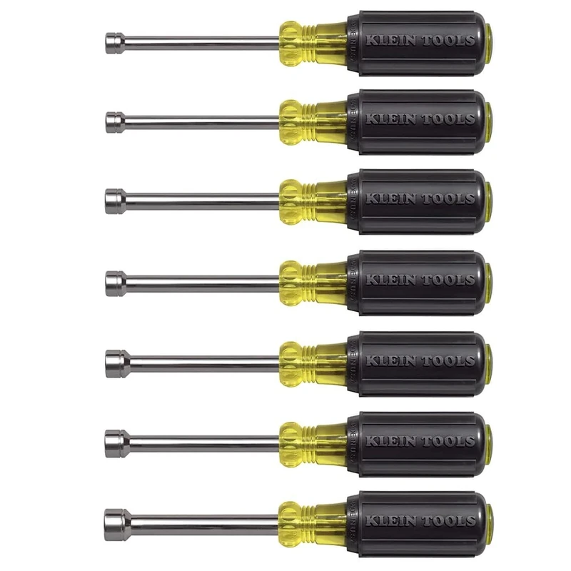 KLEIN TOOLS Nut Driver Set, Yellow with Black Grip, 65160