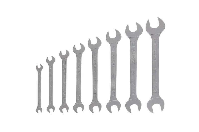 GEDORE Double open-end spanner set, 8-pc. Set, AF 6-22 mm, Metric, Flat, Spanner set, Matt chromed, 6-8