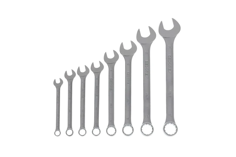 GEDORE 8-pc. Combination spanner set, AF 10-24 mm, 15° angled, Bi-hex, UD profile, Spanner set, 7-08