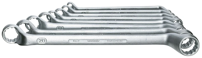 Gedore 2/8 Double-End Ring Spanner Set of 8 DIN838 SW 6x 7-20 x 22 mm Gedore ISO3318/1085