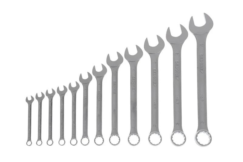 GEDORE 12-pc. Combination spanner set, AF 10-32 mm, 15° angled, Bi-hex, UD profile, Spanner set, 7-012
