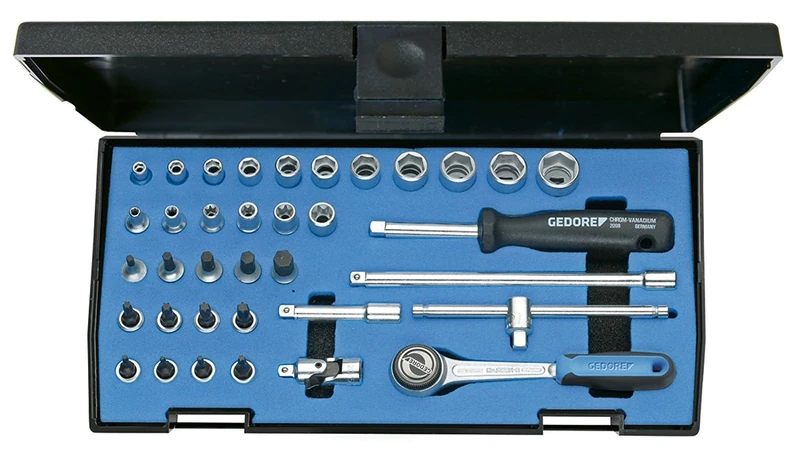 Gedore 20ITU-3 1/4-Inch Tool Set - Blue/Silver (36-Piece)