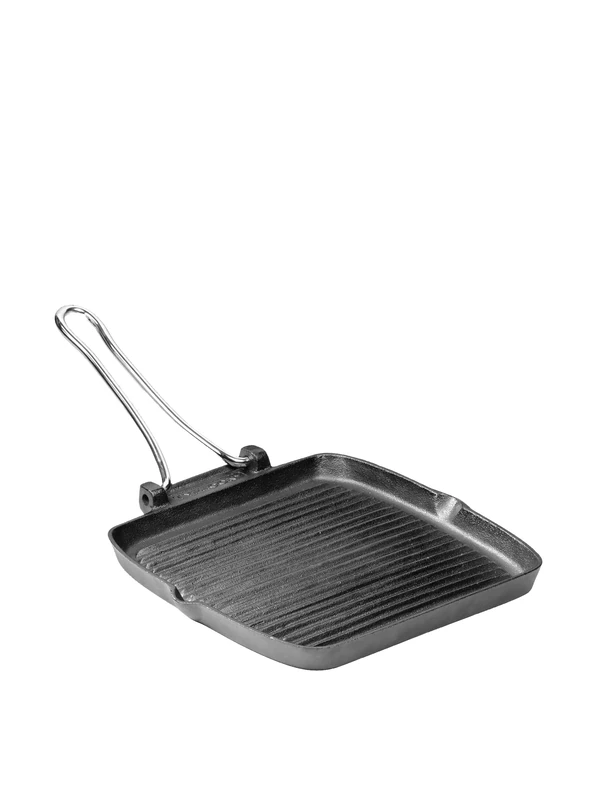 Typhoon World Foods 26.5cm Square Cast Iron Pre-Seasoned Chargriller