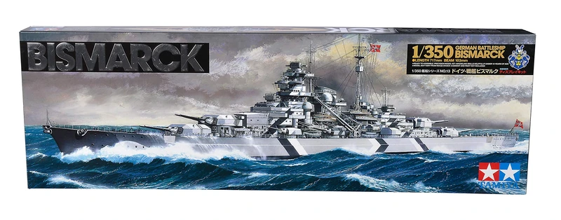 Tamiya 78013 Bismarck 1:350 Ship Model Kit with Stand - 27.1 inch