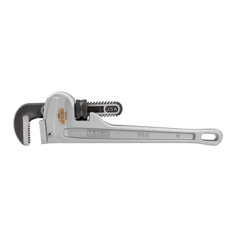 RIDGID 47057 Model 812 Aluminium Straight Pipe Wrench, Silver, 12-inch Plumbing Wrench