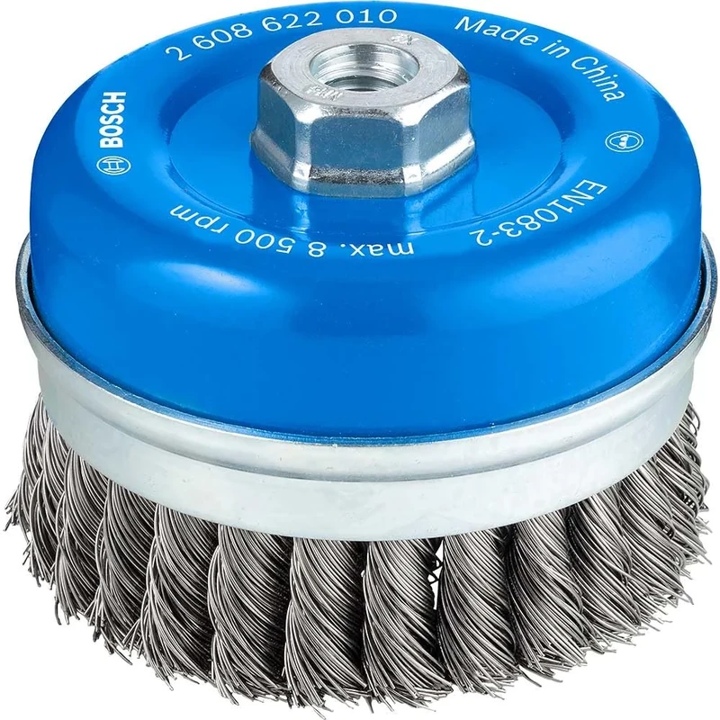 Bosch 1x PRO Steel Longlife Cup Brush, Knotted Wire for Large Angle Grinder and M14 Thread (for Steel, Ø 100 mm, Professional Accessory Large Angle Grinder)