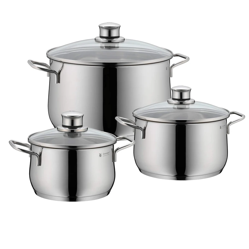 WMF 730036040 Diadem Plus Cromargan Pot Set, Silver, 3-Piece