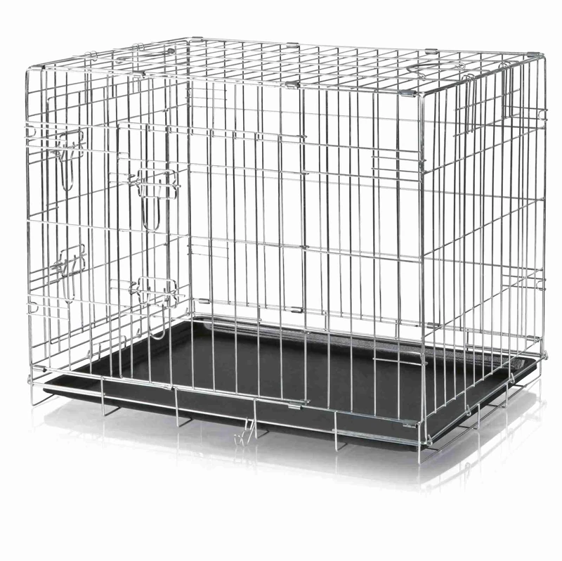 TRIXIE Dog Crate Home – Size M: 78 × 62 × 55 cm – Foldable Metal Dog Cage with 2 Doors, Secure Latches and Galvanised Frame – Includes Base Tray – For Home and Travel – 39323