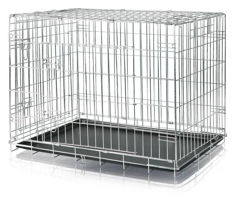 TRIXIE Dog Crate Home – Size M–L: 93 × 69 × 62 cm – Foldable Metal Dog Cage with 2 Doors, Secure Latches and Galvanised Frame – Includes Base Tray – For Home and Travel – 3924