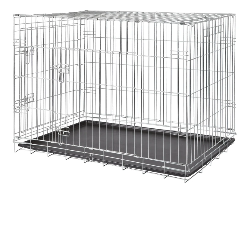 TRIXIE Dog Crate Home – Size L: 109 × 79 × 71 cm – Foldable Metal Dog Cage with 2 Doors, Secure Latches and Galvanised Frame – Includes Base Tray – For Home and Travel – 3925