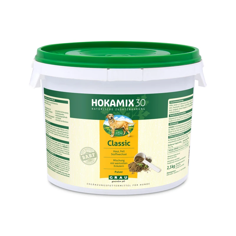 GRAU - the original - HOKAMIX30 Classic powder, all-round herbal mixture for dogs, 30 important herbs for prevention, pack of 1 (1 x 2.5 kg), supplementary food for dogs