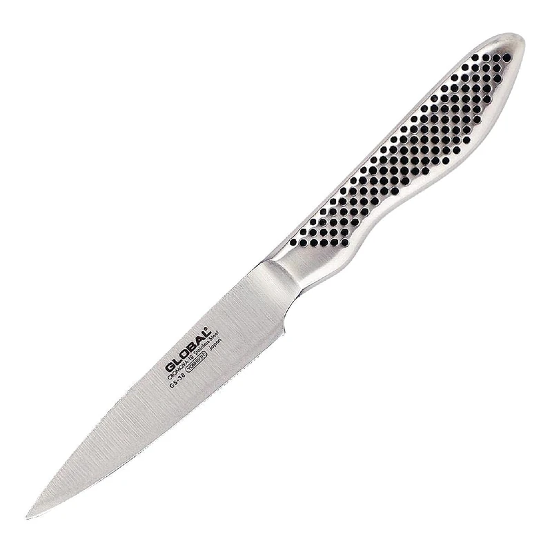 Global GS-38 Paring Knife 9cm Blade, Sharp Utility Knife for Fruit & Vegetables, Versatile Paring Knife for Precise Cutting & Small Intricate Tasks, Stainless Steel Small Kitchen Knife, Made in Japan