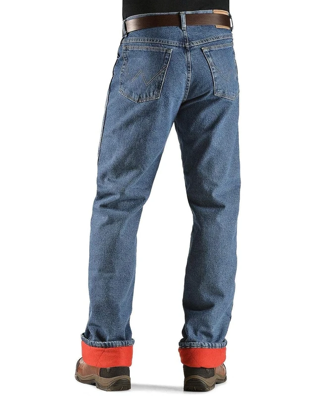 Wrangler Rugged Wear Men's Woodland Thermal Jean,Stonewashed Denim,38x30