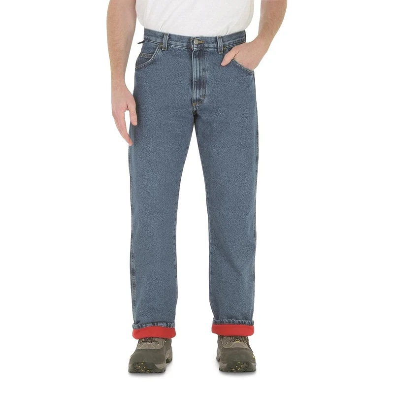 Wrangler Men's Big Rugged Wear Woodland Thermal Jean,Stonewashed Denim,46x32