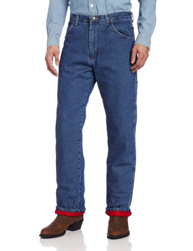 Wrangler Men's Big Rugged Wear Woodland Thermal Jean,Stonewashed Denim,46W x 34L