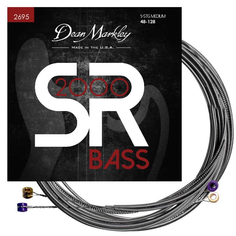 Dean Markley SR2000 Stainless Steel 5-String Bass Guitar Strings, 48-128 Medium, Long Lasting Tone, Made in USA