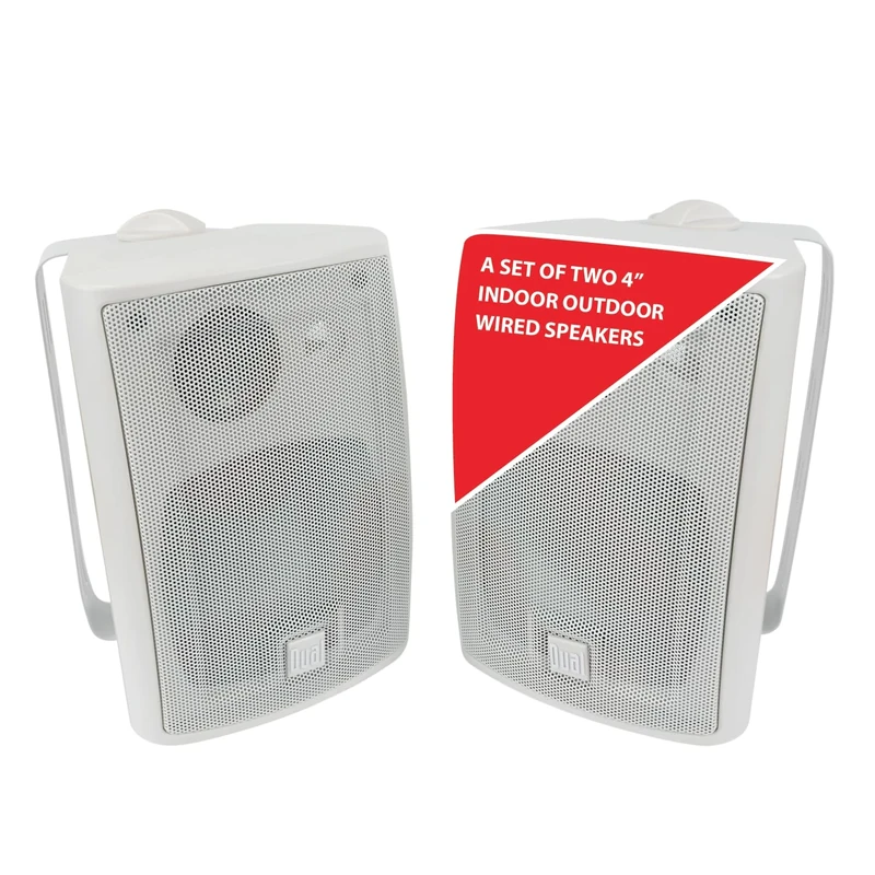 Dual Electronics LU43PW 4 inch 3-Way High Performance Indoor, Outdoor & Bookshelf Studio Monitor Speakers with Swivel Brackets & 100 Watts Peak Power (Sold in Pairs)