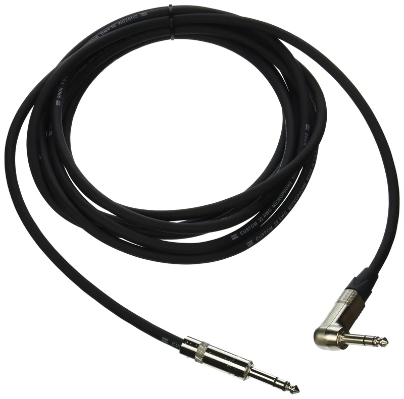 Fishman 15 Foot Stereo Cable with Straight and Right Angle Metal Plugs