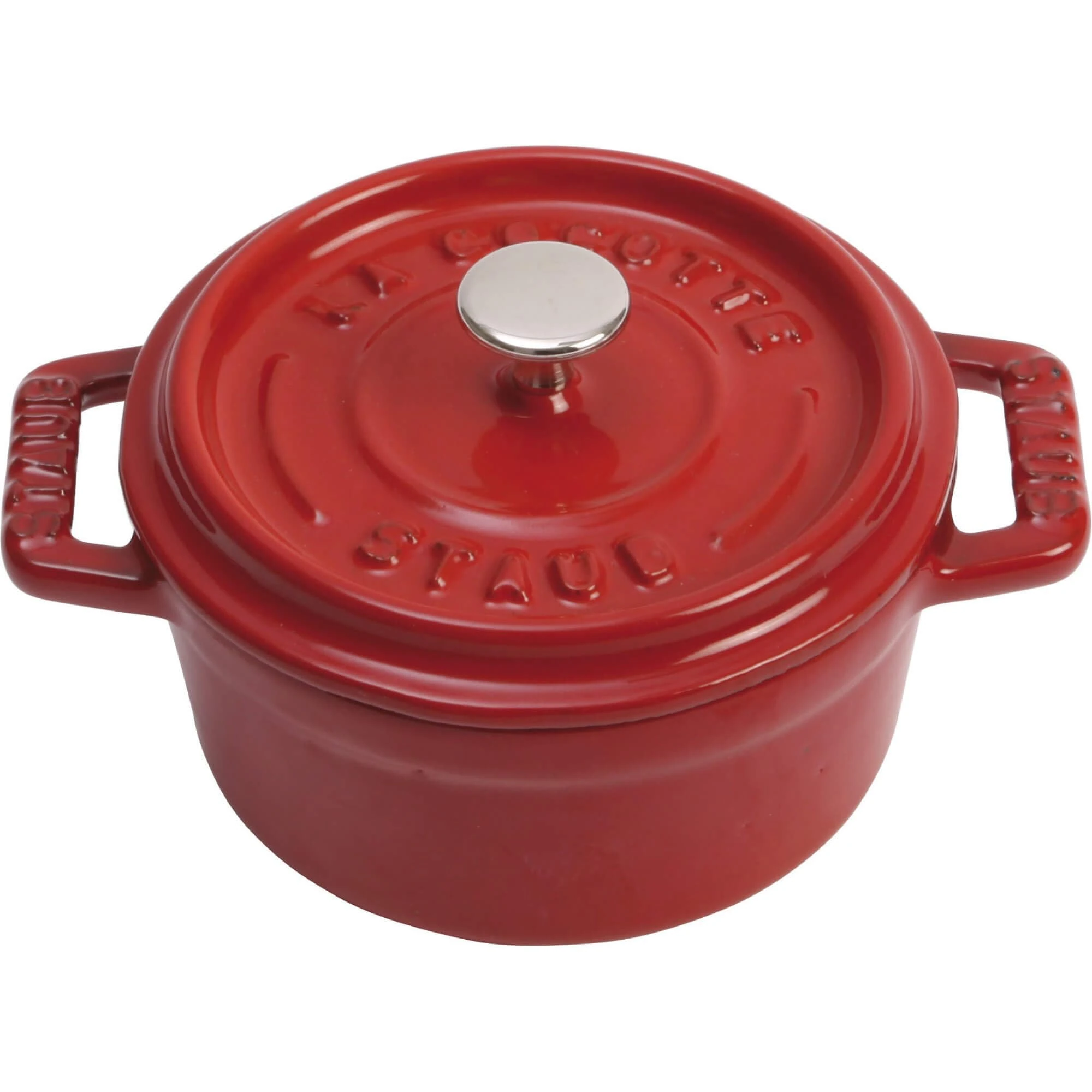 Staub Cast Iron 0.25-qt Mini Round Cocotte - Cherry, Made in France