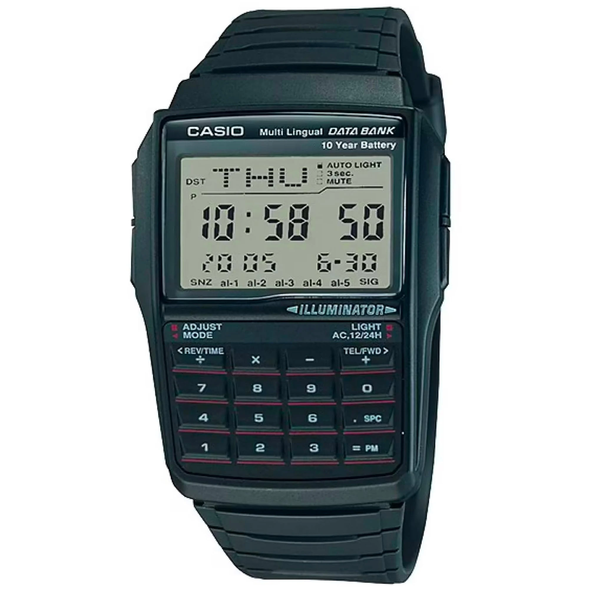 Casio Men's DBC32-1A Data Bank Black Digital Watch, White, DBC-32-1AV