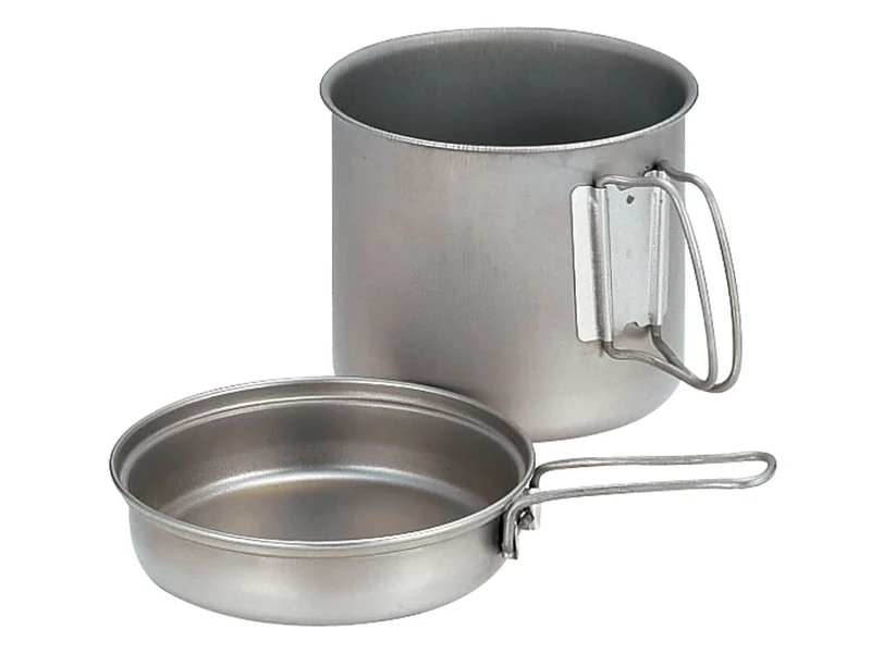 Snow Peak Titanium Trek Cook Set, Ultralight & Compact for Camping/Hiking, 1400, Silver