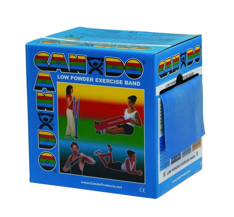 CanDo Resistance band / training band / gymnastics band - dispenser box, 45 m - blue (strong) - alternative to dumbbells