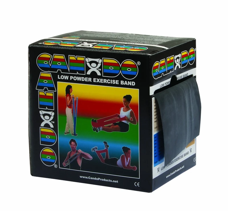 CanDo Resistance band / training band / gymnastics band - dispenser box, 45 m - black (very strong) - alternative to dumbbells
