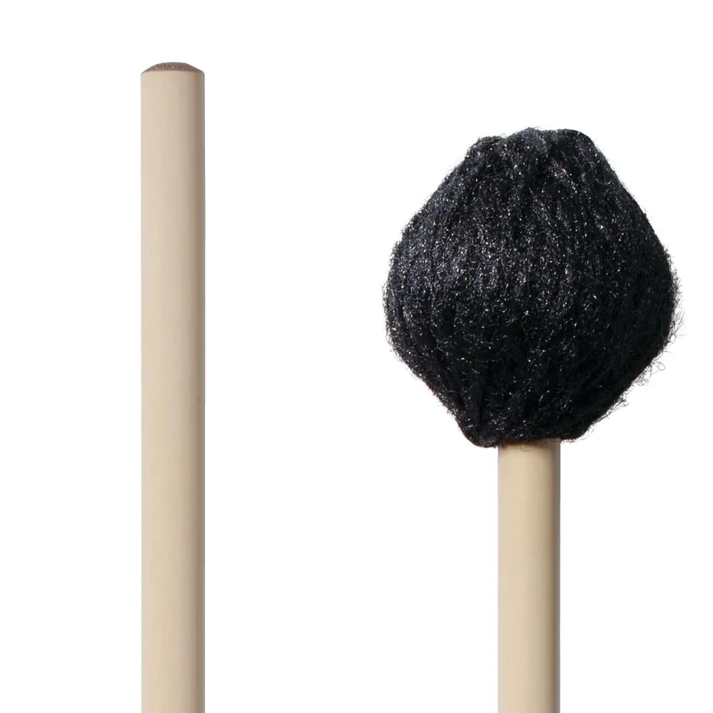 Vic FIrth - Corpsmaster® Series Marimba Mallets - M185 - Yarn - Weighted Rubber Core - Soft - Black