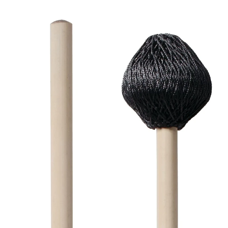 Vic FIrth - Corpsmaster® Series Marimba Mallets - M186 - Yarn - Weighted Rubber Core - Medium - Black