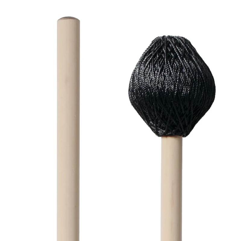 Vic FIrth - Corpsmaster® Series Marimba Mallets - M187 - Yarn - Weighted Rubber Core - Medium Hard - Black