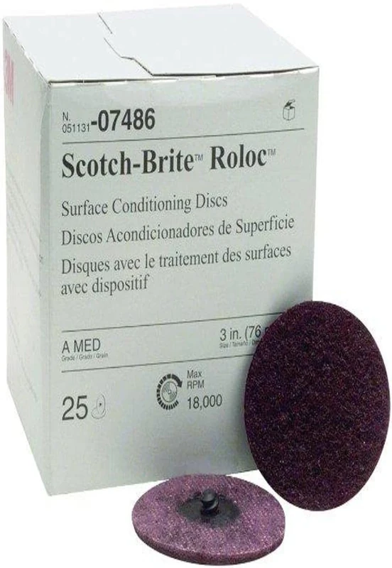 3M Scotch-Brite(TM) Roloc(TM) Surface Conditioning Disc, 3 Inch, Medium, 07486 - Image 1