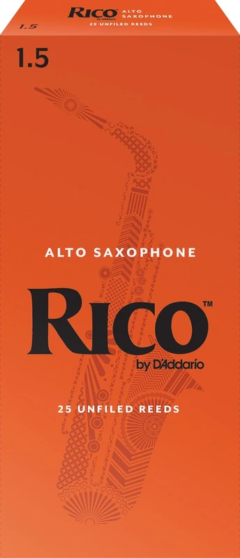 D’Addario Woodwinds - Rico Alto Sax Reeds - Reeds for Alto Saxophone - Alto Saxophone Reeds Crafted for Beginners, Students, Educators - Strength 1.5, 25-Pack
