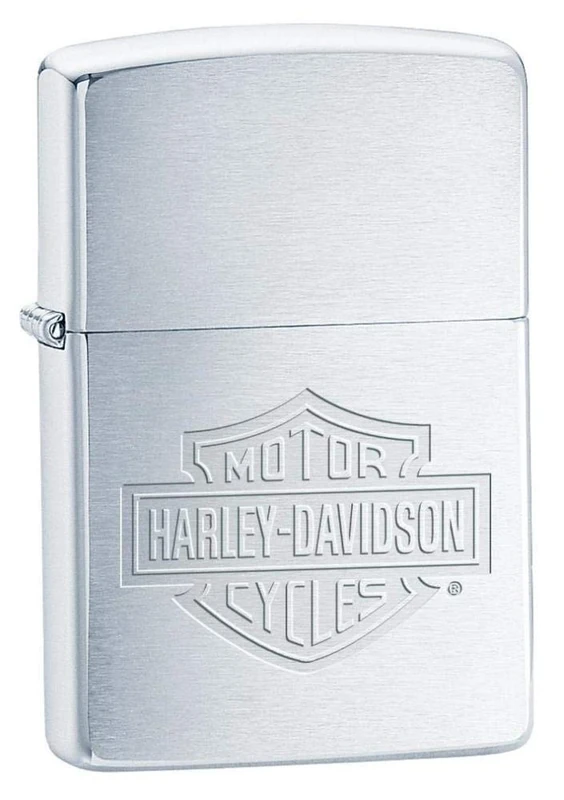 zippo Harlet Davidson engraved logo lighter - brushed chrome