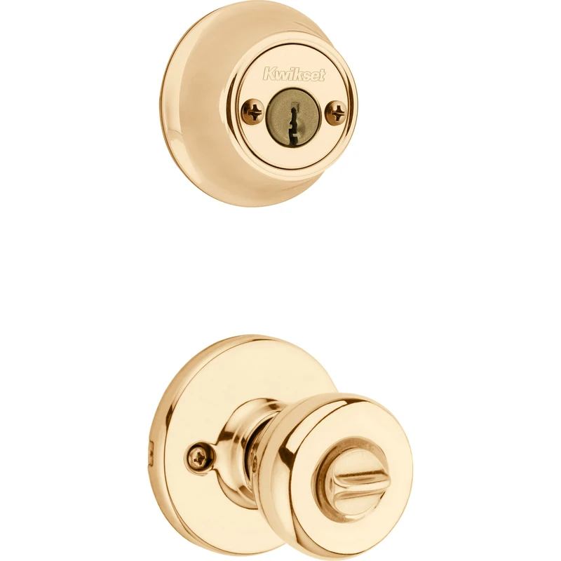 Kwikset 96950-163 Entry Knob/Deadbolt, Polished Brass