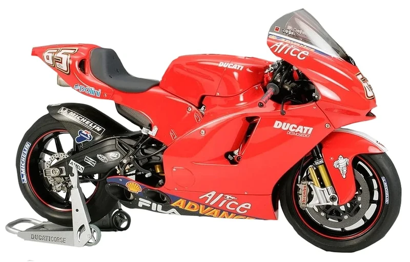 TAMIYA 300014101 Ducati Vehicle 300014101-1:12 Desmosedici No. 65 MotoGP'03, Faithful Replica, Plastic Kit, Crafts, Model Kit, Assembly, Unpainted, Multi-Coloured