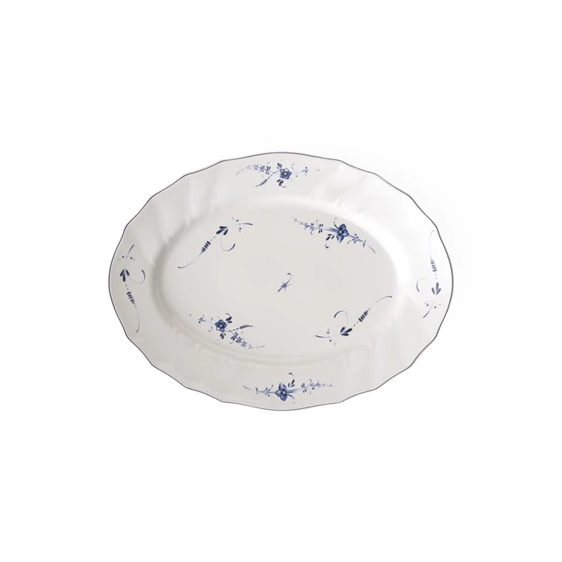 Villeroy & Boch Old Luxembourg Oval Platter, 36 cm, Premium Porcelain, White/Blue, 1023412920
