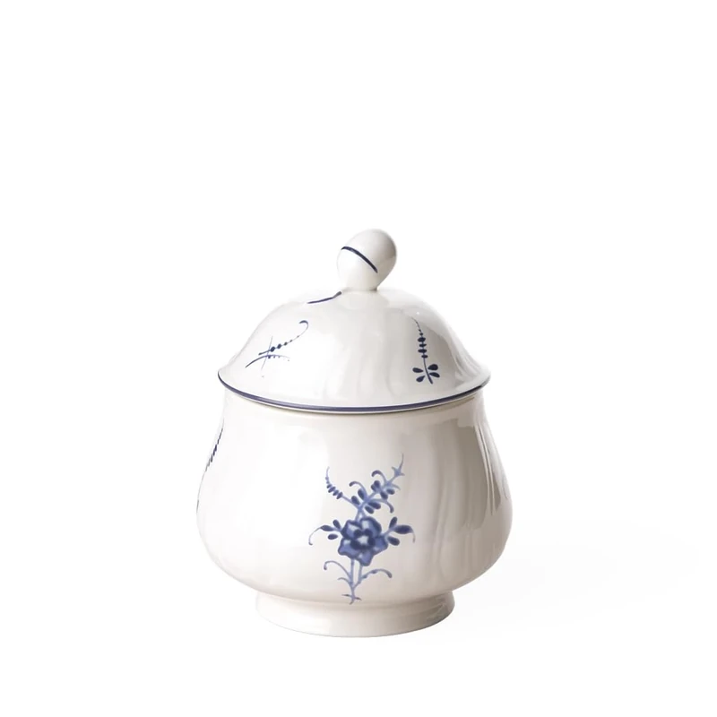 Villeroy & Boch Old Luxembourg Sugar Bowl, Premium Porcelain, White/Blue